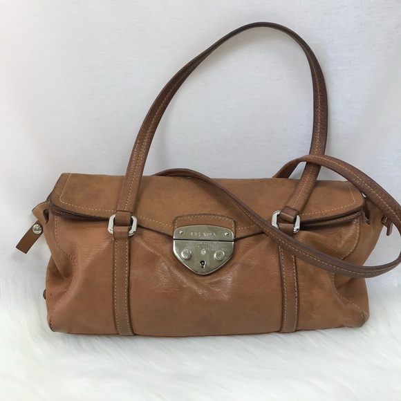 Prada Handbags - Prada Double Strap Leather Shoulder Handbag